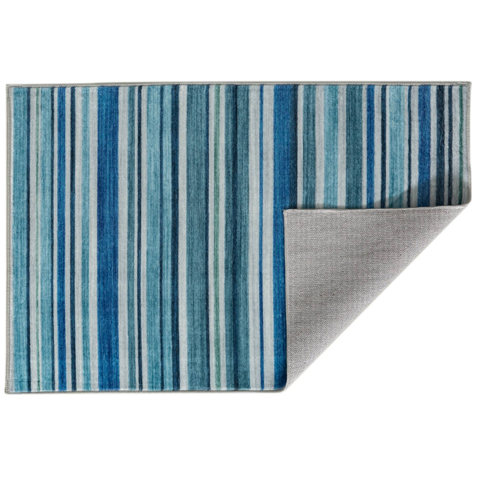 Blue Stripe Washable Rug by Ashland